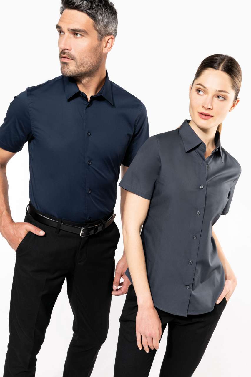 LADIES' SHORT-SLEEVED COTTON/ELASTANE SHIRT