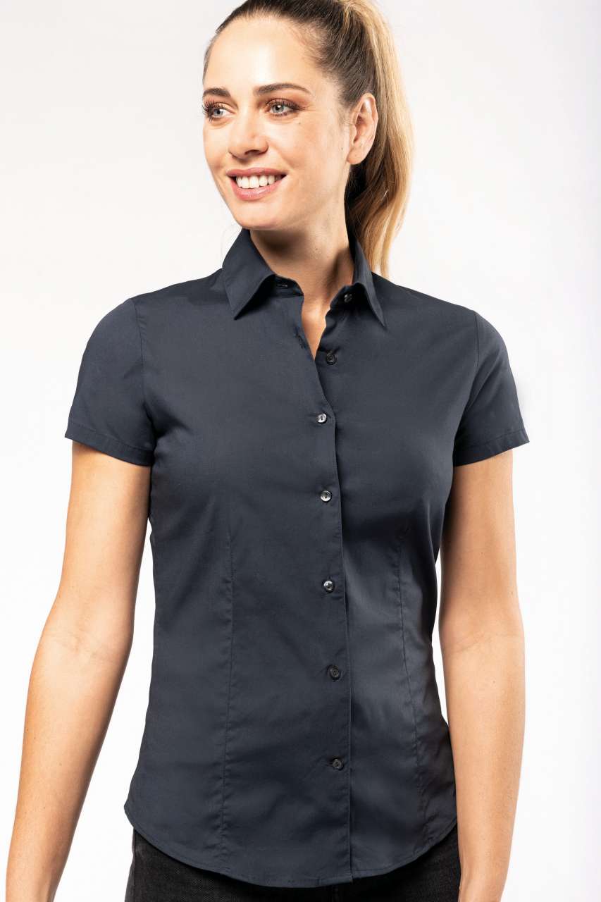 LADIES' SHORT-SLEEVED COTTON/ELASTANE SHIRT