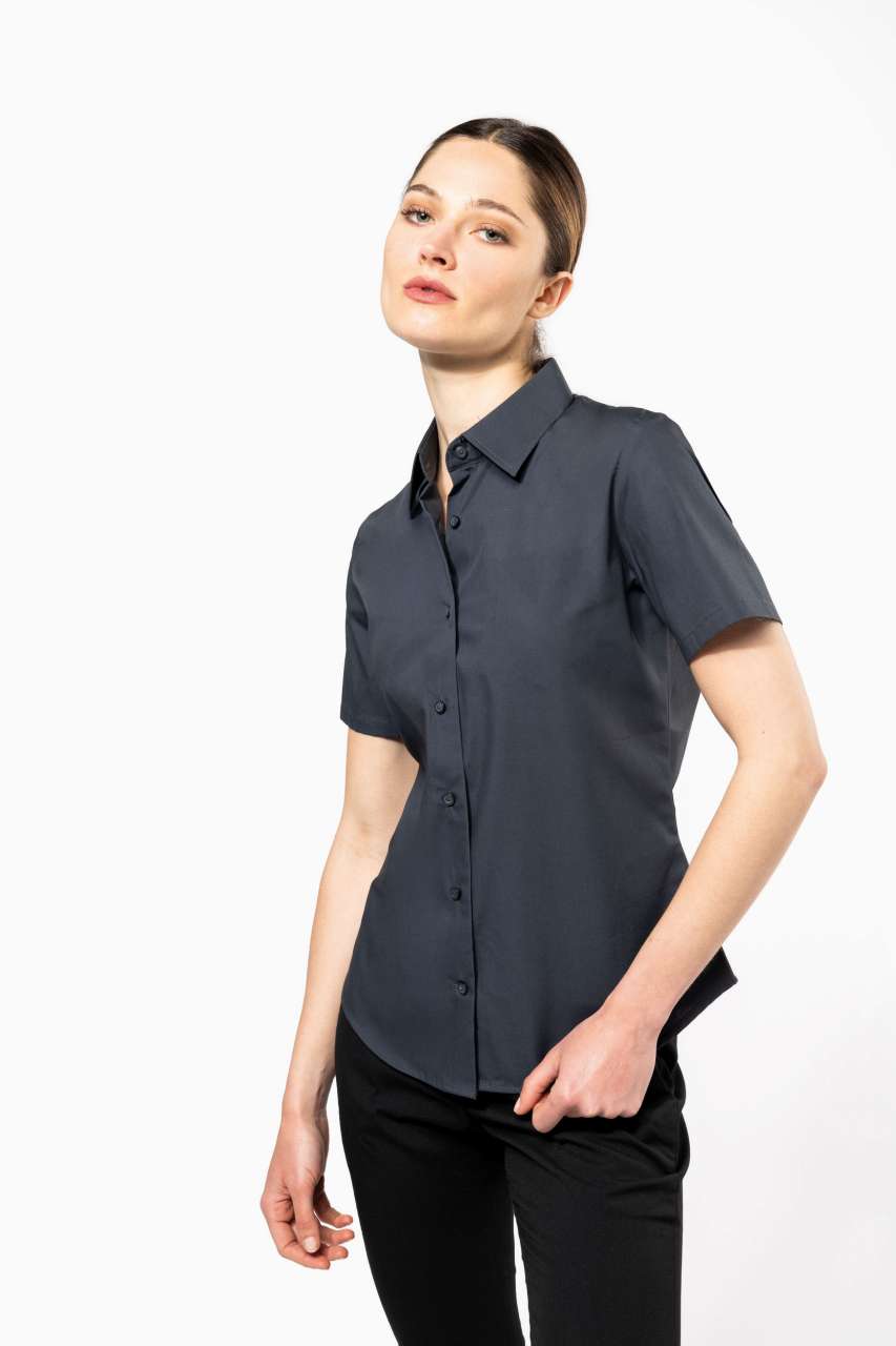 LADIES' SHORT-SLEEVED COTTON/ELASTANE SHIRT