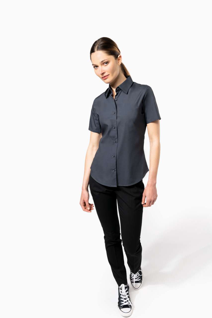 LADIES' SHORT-SLEEVED COTTON/ELASTANE SHIRT