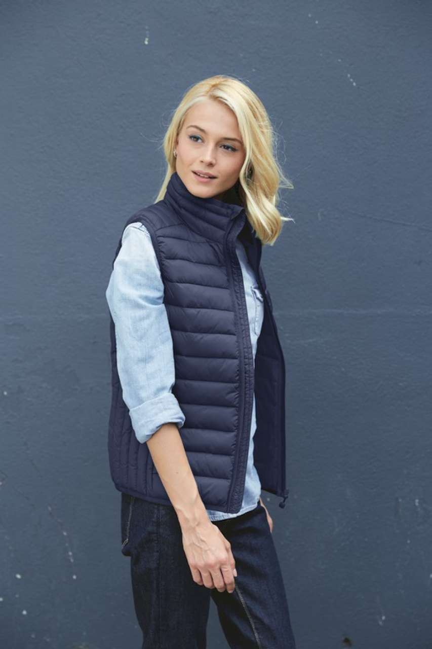 LADIES' LIGHTWEIGHT SLEEVELESS FAKE DOWN JACKET